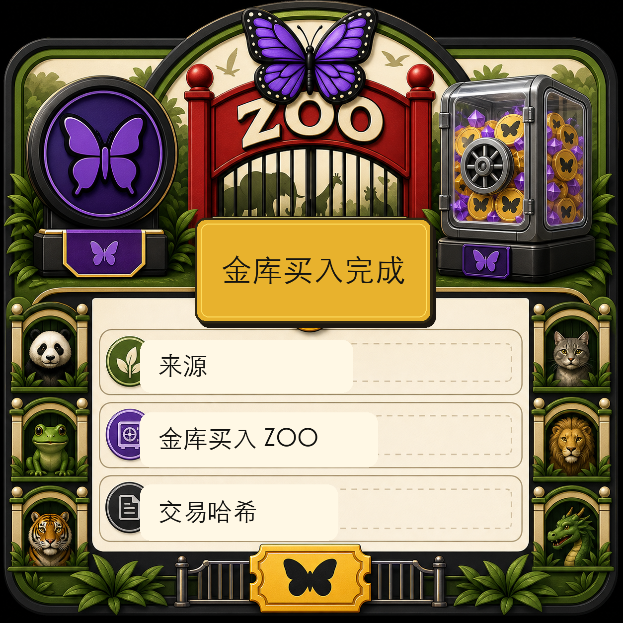 金库买入证明卡片。